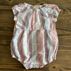 Baby Girl Vignette Striped Cotton Romper 12–18M White Pink Blue Bubble CS